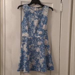 Paisley fit and flare A-line zipup high-neck dress